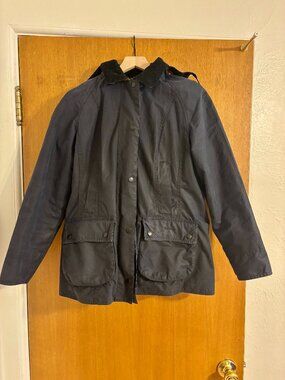 Barbour Navy Classic Beadnell Jacket Set Vest Hood Size 8 US
